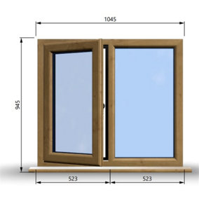 1045mm (W) x 945mm (H) Wooden Stormproof Window - 1/2 Left Opening Window - Toughened Safety Glass
