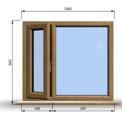 1045mm (W) x 945mm (H) Wooden Stormproof Window - 1/3 Left Opening ...