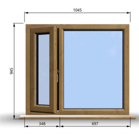 1045mm (W) x 945mm (H) Wooden Stormproof Window - 1/3 Left Opening Window - Toughened Safety Glass