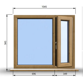 1045mm (W) x 945mm (H) Wooden Stormproof Window - 1/3 Right Opening Window - Toughened Safety Glass