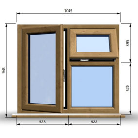 1045mm (W) x 945mm (H) Wooden Stormproof Window - 1 Opening Window (LEFT) - Top Opening Window (RIGHT) - Toughened Safety Glass
