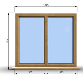 1045mm (W) x 945mm (H) Wooden Stormproof Window - 2 Non-Opening Windows - Toughened Safety Glass