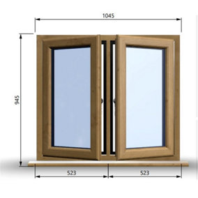 1045mm (W) x 945mm (H) Wooden Stormproof Window - 2 Opening Windows (Left & Right) - Toughened Safety Glass