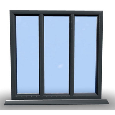 1045mm (W) x 995mm (H) Aluminium Flush Casement Window - 3 Panes Non ...