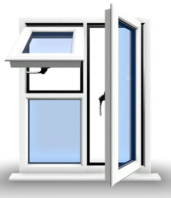1045mm (W) x 995mm (H) PVCu StormProof  - 1 Opening Window (RIGHT) - Top Opening Window (LEFT) - Toughened Safety Glass - White - 5