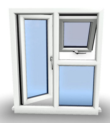 1045mm (W) x 995mm (H) PVCu StormProof  - 1 Opening Window (RIGHT) - Top Opening Window (LEFT) - Toughened Safety Glass - White - 8
