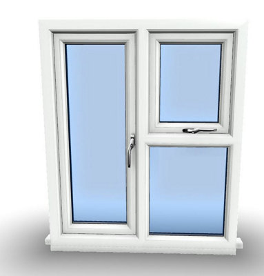 1045mm (W) x 995mm (H) PVCu StormProof  - 1 Opening Window (RIGHT) - Top Opening Window (LEFT) - Toughened Safety Glass - White - 9