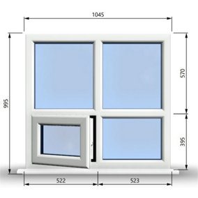 1045mm (W) x 995mm (H) PVCu StormProof Casement Window - 1 Bottom Opening (Left) -  White Internal & External