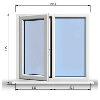 1045mm (W) x 995mm (H) PVCu StormProof Casement Window - 1 LEFT Opening Window -  Toughened Safety Glass - White