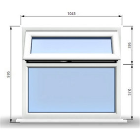 1045mm (W) x 995mm (H) PVCu StormProof Casement Window - 1 Top Opening Window - 70mm Cill - Chrome Handles -  White
