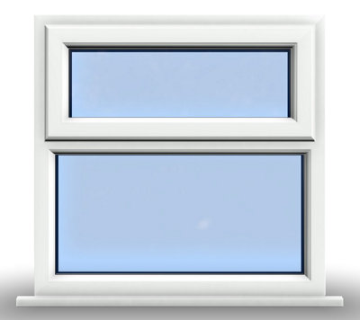 1045mm (W) x 995mm (H) PVCu StormProof Casement Window - 1 Top Opening Window - 70mm Cill - Chrome Handles -  White - 9
