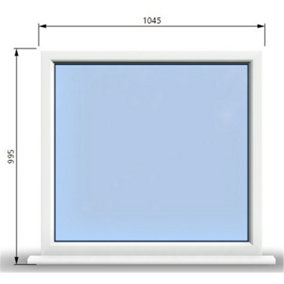 1045mm (W) x 995mm (H) PVCu StormProof Window - 1 Non Opening Window - Toughened Safety Glass - White