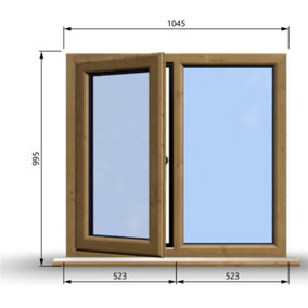 1045mm (W) x 995mm (H) Wooden Stormproof Window - 1/2 Left Opening Window - Toughened Safety Glass