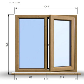 1045mm (W) x 995mm (H) Wooden Stormproof Window - 1/2 Right Opening Window - Toughened Safety Glass