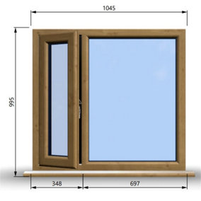 1045mm (W) x 995mm (H) Wooden Stormproof Window - 1/3 Left Opening Window - Toughened Safety Glass