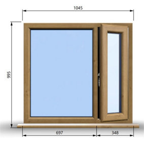 1045mm (W) x 995mm (H) Wooden Stormproof Window - 1/3 Right Opening Window - Toughened Safety Glass