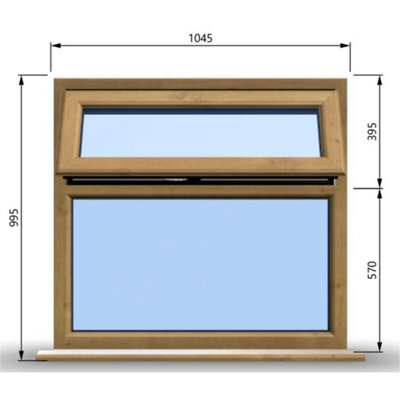 1045mm (W) x 995mm (H) Wooden Stormproof Window - 1 Top Opening Window -Toughened Safety Glass