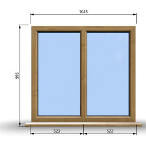 1045mm (W) x 995mm (H) Wooden Stormproof Window - 2 Non-Opening Windows - Toughened Safety Glass