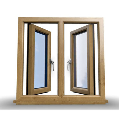 1045mm (W) x 995mm (H) Wooden Stormproof Window - 2 Opening Windows (Left & Right) - Toughened Safety Glass - 6