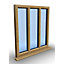 1045mm (W) x 995mm (H) Wooden Stormproof Window - 3 Pane Non-Opening Windows - Toughened Safety Glass