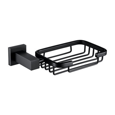 B&Q -  Matte Black Square Soap Dish And Holder Set