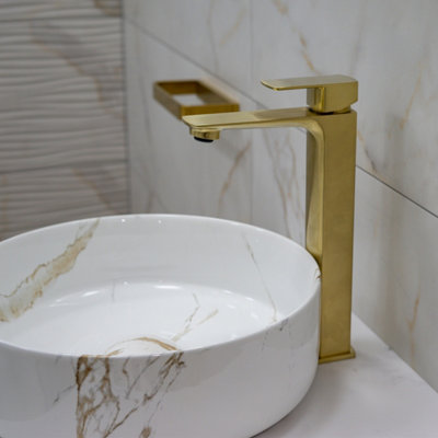  - Eliseo Ricci Vesu Tall Basin MixerBrushed Brass