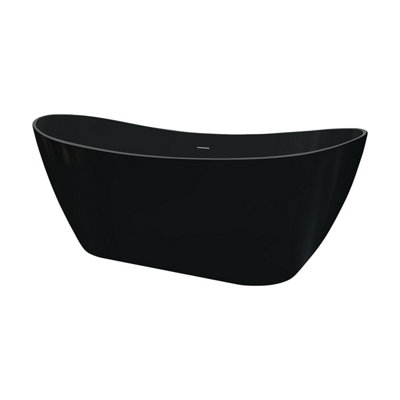 Viktor Benson Taha 1700 X 730mm Freestanding BathMatt Black from B&Q