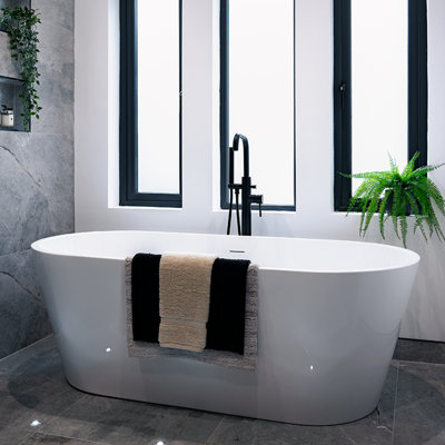 Viktor Benson Cancun 1500mm Freestanding Double Ended Bath White Waste from B&Q