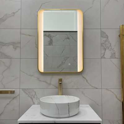 Brushed Brass 700mm X 500mm Backlit Mirror With Colour Change from B&Q
