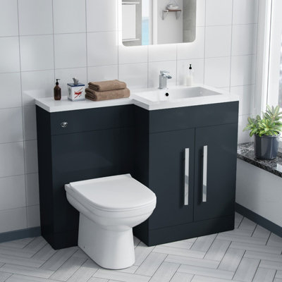 B&Q -  Grey 1100mm Rh Btw ToiletWc Unit & Resin Basin Flat Pack