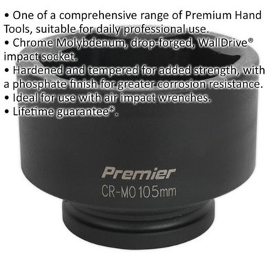 105mm Chromoly Forged Impact Socket - 1 Inch Square Drive for Air Wrenches