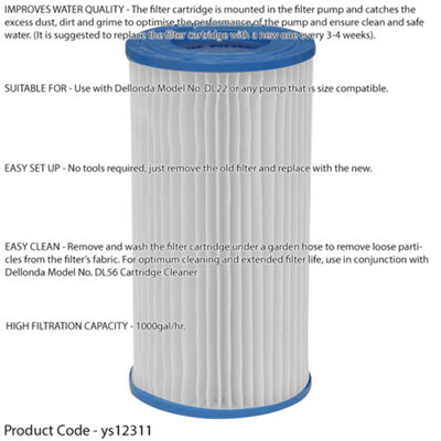 106 x 203mm Swimming Pool Filter Cartridge Replacement New Water ...