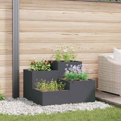 B&Q -  Garden Planter Anthracite 80 X 80 X 60 Cm Steel