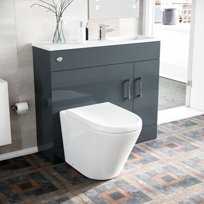 Nes Home 1000mm Grey Freestanding Slimline Vanity Basin Wc Unit Btw Toilet from B&Q