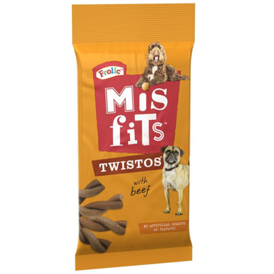 108 Misfits Frolic Twistos Dog Treats Beef Dog Chews (18x105g)