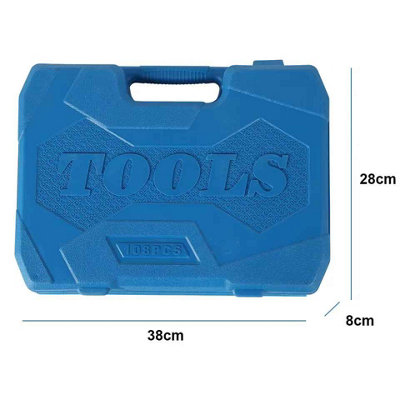 DURATECH Professional Socket Set 108-Piece, 1/2" And 1/4" Square Drive Quick Release Ratchet Socket Set With Carrying Box, Cr-V Sockets, S2 Bits, Universal Joints And Extension Bars