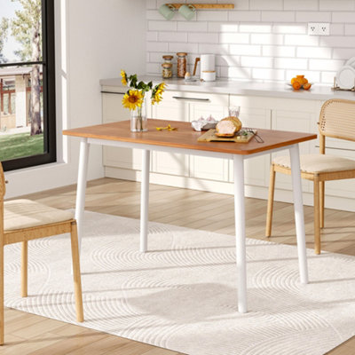 108 x 65 x 73cm Rectangular Wooden 4 Seater Dining Table with White Legs Kitchen Table
