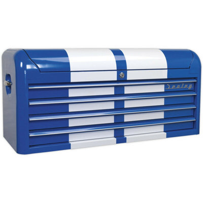 1080 x 450 x 495mm RETRO BLUE 4 Drawer Topchest Tool Chest Lockable Storage - 3