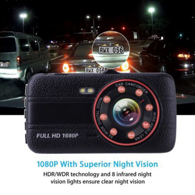 1080P HD DUAL LENS DASH CAMERA WITH FRONT AND REAR CAMERA AND 4" LCD SCREEN & 32GB SD CARD