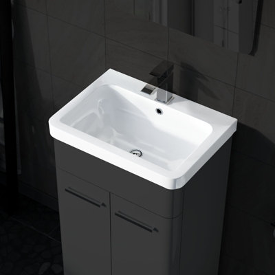 Nes Home 500mm White Ceramic Mid-Edge Basin Comes With Single Tap Hole And Overflow from B&Q