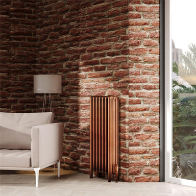 1090mm (H) x 570mm (W) - Antique Brass Vertical Aluminum Radiator (Sibley) - (1.09m x 0.57m) - Depth 170mm