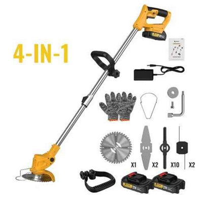 21V Cordless Grass Trimmer Strimmer Garden Edger CutterYellow2 Batteries from B&Q