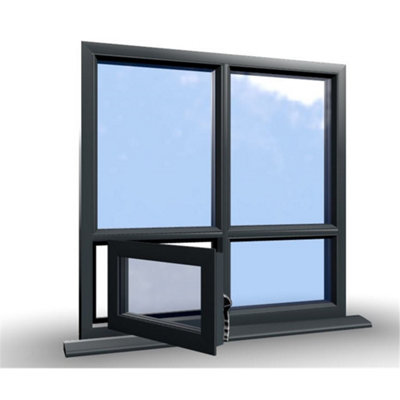 1095mm(W) x 1045mm(H) Aluminium Flush Casement Window - 1 Botttom Opening Window (Left) - Anthracite Internal & External - 6