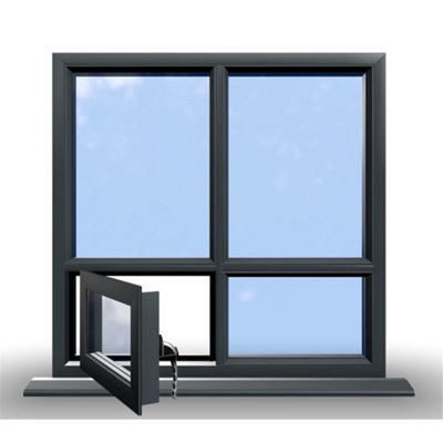 1095mm(W) x 1045mm(H) Aluminium Flush Casement Window - 1 Botttom Opening Window (Left) - Anthracite Internal & External - 7