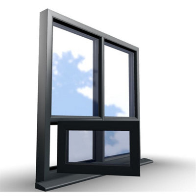 1095mm(W) x 1045mm(H) Aluminium Flush Casement Window - 1 Botttom Opening Window (Left) - Anthracite Internal & External - 8
