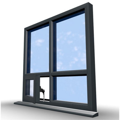 1095mm(W) x 1045mm(H) Aluminium Flush Casement Window - 1 Botttom Opening Window (Left) - Anthracite Internal & External - 9