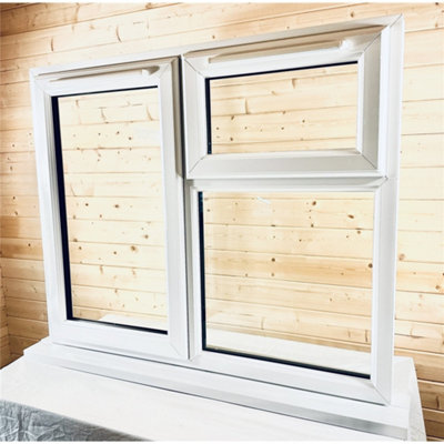 1095mm (W) x 1045mm (H) PVC u StormProof  Window - 1 Opening Window (LEFT) - Top Opening Window (RIGHT) - White - 5