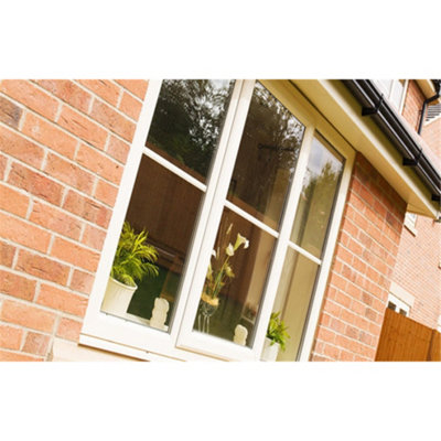 1095mm (W) x 1045mm (H) PVCu Flush Casement Window - 3 Panes Non Opening Window - White Internal & External