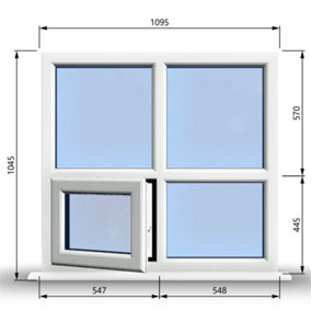 1095mm (W) x 1045mm (H) PVCu StormProof Casement Window - 1 Bottom Opening (Left) -  White Internal & External