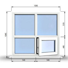 1095mm (W) x 1045mm (H) PVCu StormProof Casement Window - 1 Bottom Opening (Right)  - White Internal & External